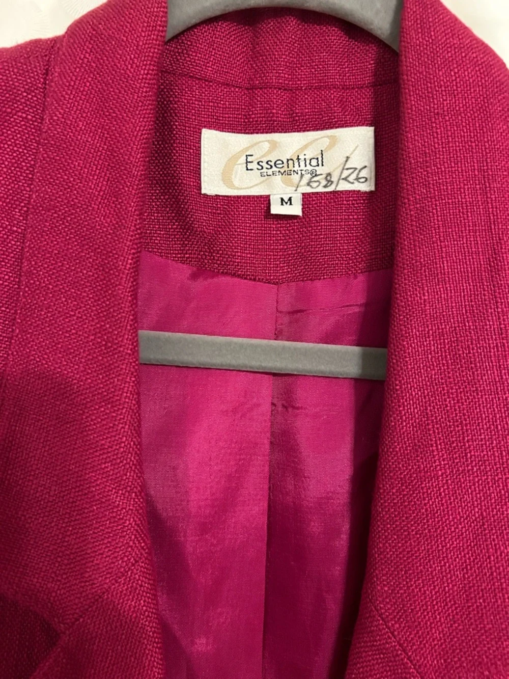 Essential Elements Magenta Pink Textured Blazer Women's Medium Single Button
